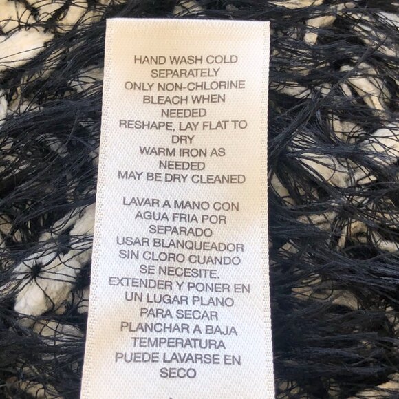 Chico’s Women's Large Vest Cardigan Open Front Soft Fuzzy Black Ecru Cozy - Picture 12 of 16